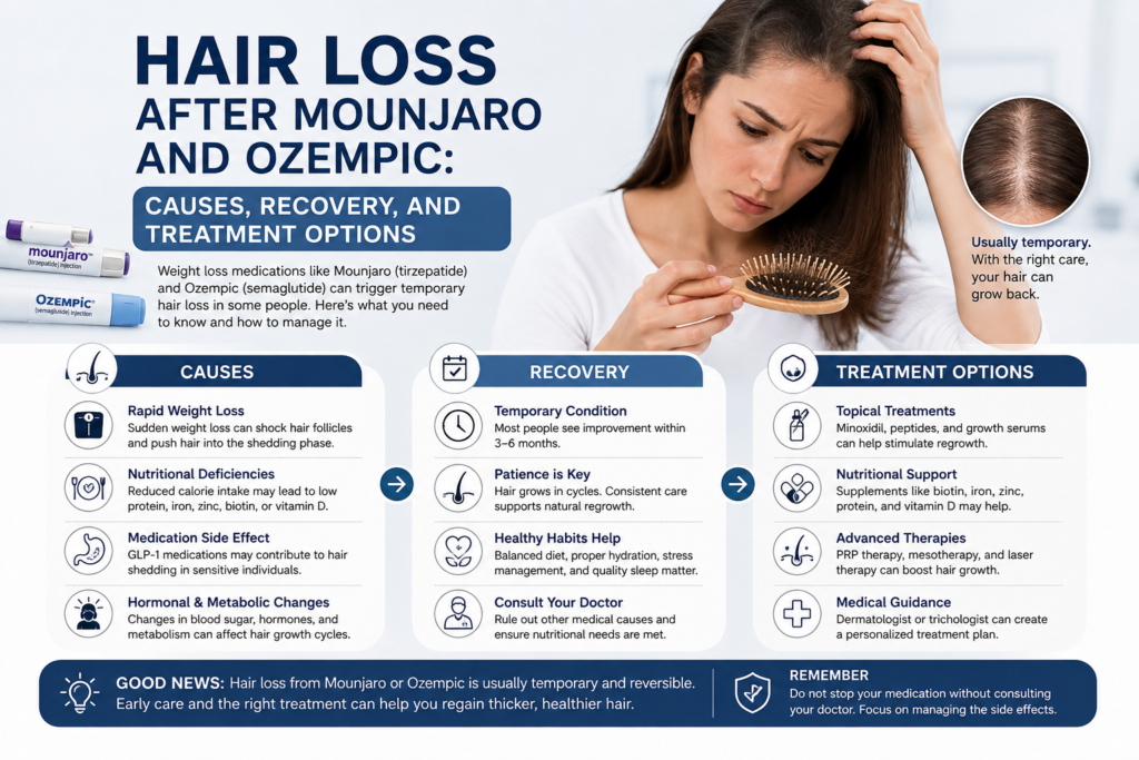 Hair loss after mounjaro and ozempic: causes, recovery, and treatment option.